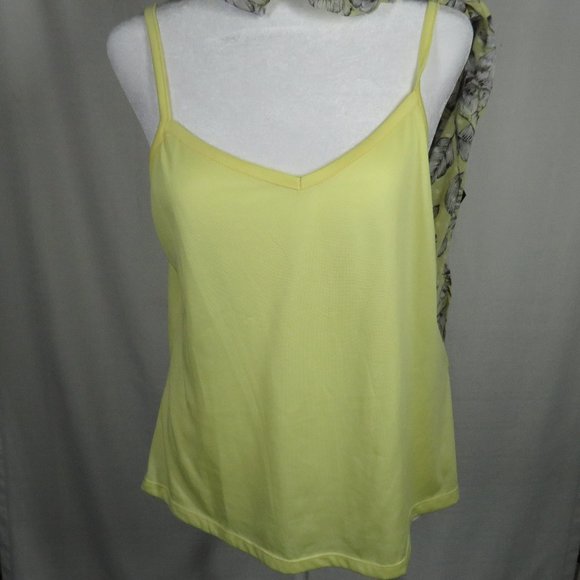 Liz Claiborne Petite Large Pale Yellow Gray Floral Clip Dot Sleeveless Blouse - Picture 2 of 9